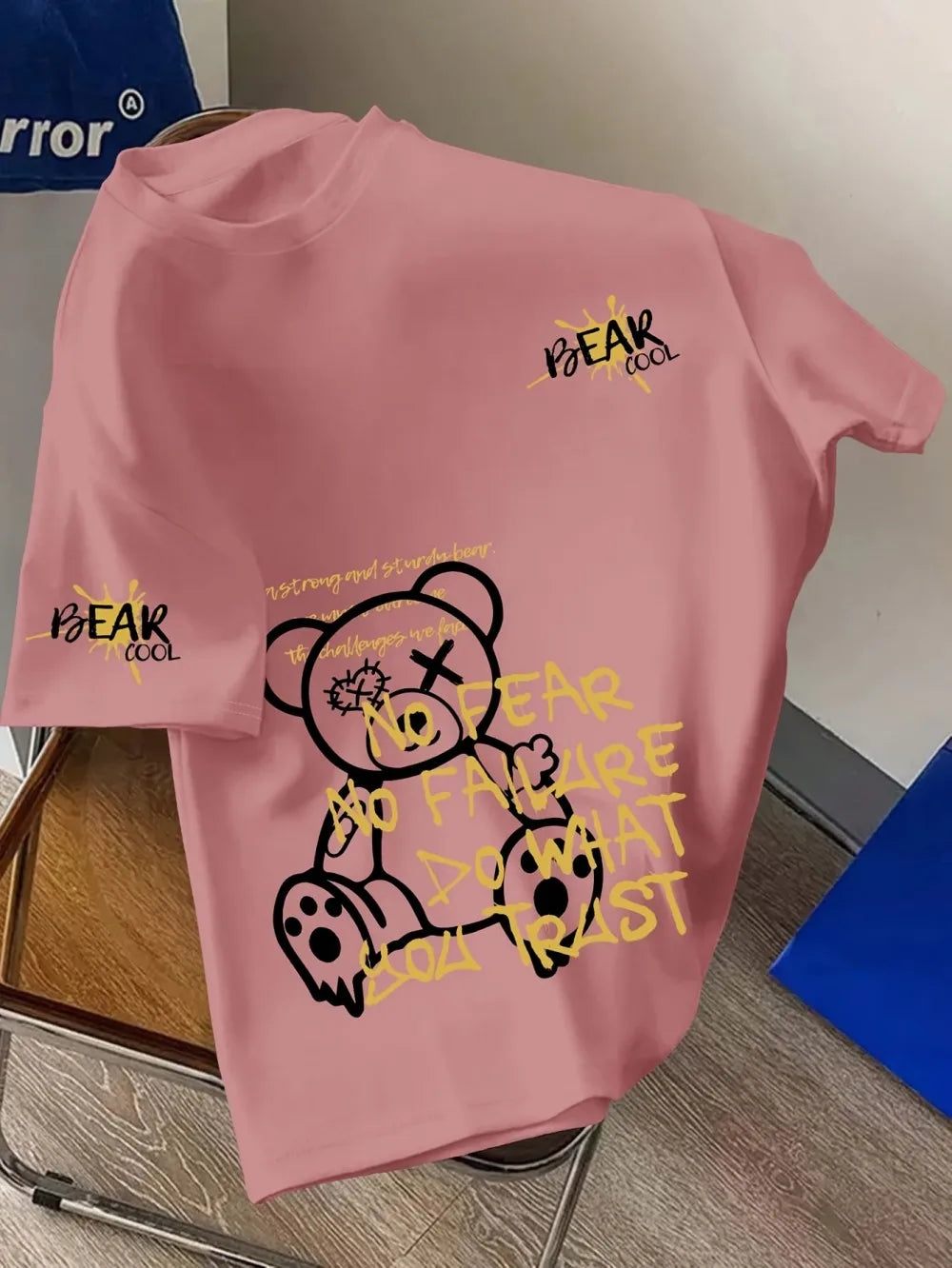 Modisches Herren Sommer personalized Teddybär Buchstaben Print bequemes und atmungsaktives Rundhals T-Shirt Outdoor Street Top