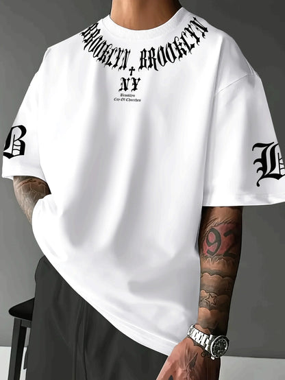 Men's 3D Letter Print Casual Sporty Summer Tee