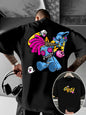 Europäisches und amerikanisches neues Herren-T-Shirt mit Cartoon-Graffiti-Print, bequem, weich, atmungsaktiv, Rundhalsausschnitt, Outdoor-Streetstyle-Oberteil