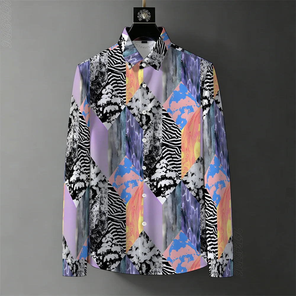 Colorful patterned shirt on a gray background