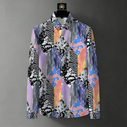Men's Retro Baroque Print Business Casual Shirt