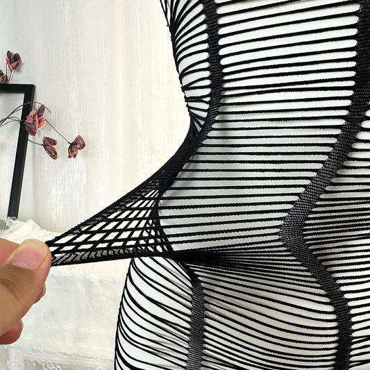 Women Sexy Fishnet Hollow Bodycon Dress Casual Bedroom