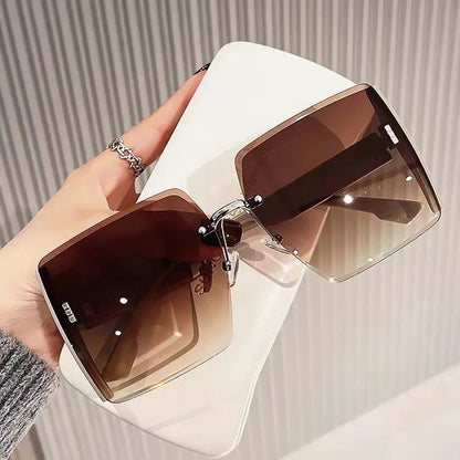 Neue randlose quadratische Sonnenbrille Damen Marken Designer Fashion Sonnenbrille Damen Outdoor Fahrbrille UV400 Oculos De Sol
