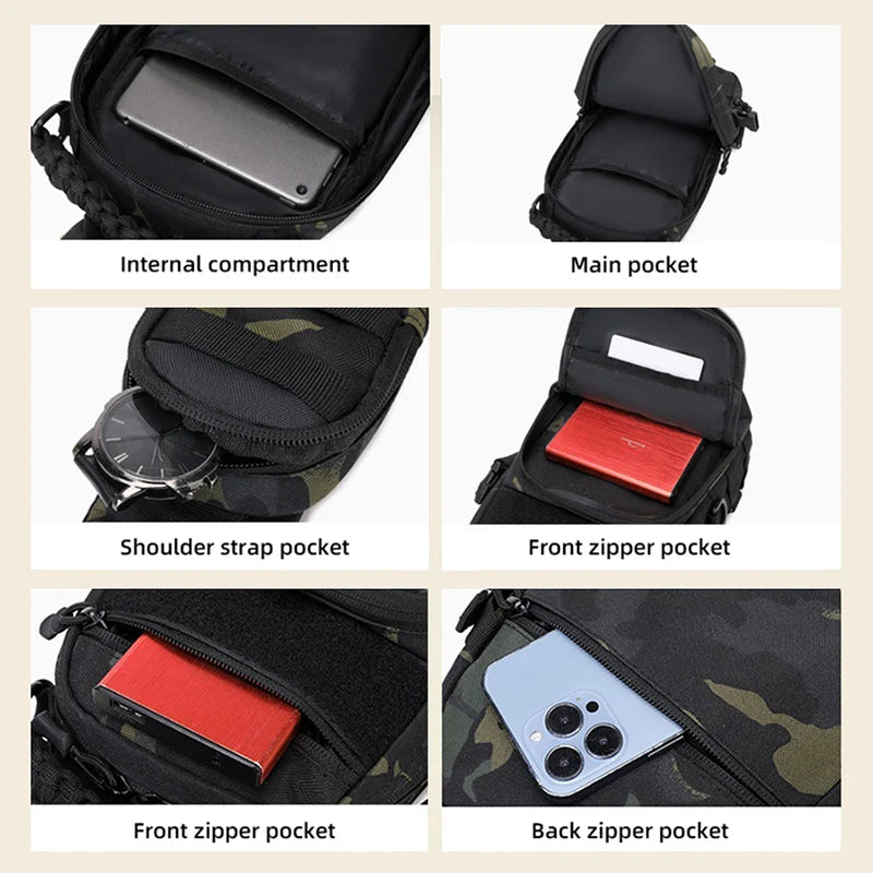 Men's Camping Chest Bag Tactical Sports Shoulder Outdoor Fanny Pack Hiking Climbing Cycling Fishing MOLLE System Sling Bags