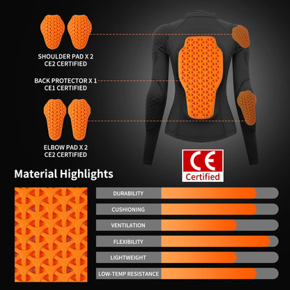 WOSAWE Women Motorcycle Jacket CE Approved Motorcycle Body Armor Summer Downhill Motorbike Protection Moto Racing Clothing