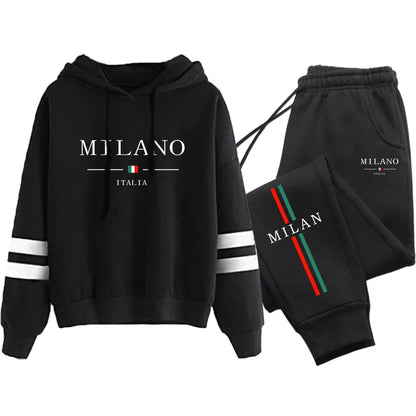 Office Home Womens Tracksuit Print Stripe Sweatshirt Set High Quality Sports Jogging Womens Clothing Fashion Casual Hoodie Suit