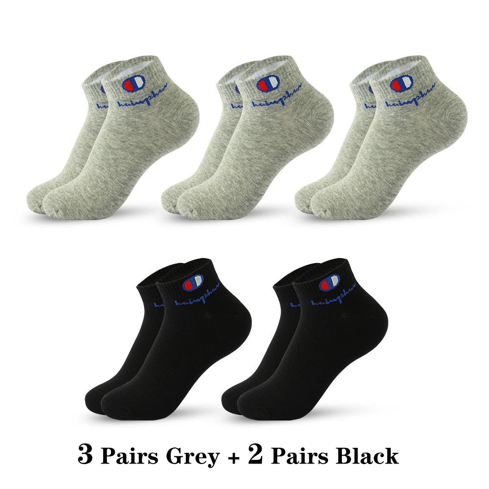 5/10/20 Paar Herren Knöchelsocken Baumwolle Klassische Markenmode Schwarz-Weiße Socken Atmungsaktive Mesh Sportsocken für den Sommer