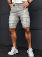 Men's Gray Ripped Frayed Denim Shorts – Street Style