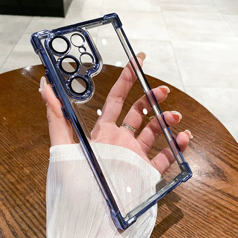 Luxury Plating Clear Case Samsung S24 S25 S23 | Shockproof