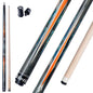 Pool cue with various components on a white background