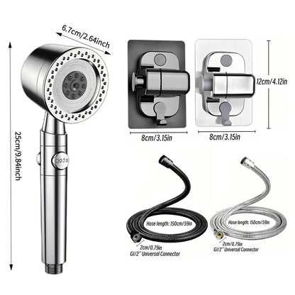 5 Modes Spray Water Saving Shower Head ABS Handheld Spa Showerheads Large Flow Portable Bathroom Filter Shower Faucet Nozzle Set