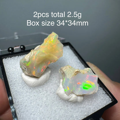 Natural Ethiopia Opal Gem Mineral Specimen Box