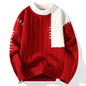 Herbst und Winter Neue Freizeitmode Farbabstimmung Trend Warmer Outdoor Bequemer Pullover Herren Strick Unterhemd