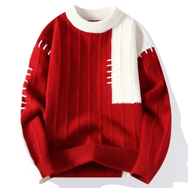 Herbst und Winter Neue Freizeitmode Farbabstimmung Trend Warmer Outdoor Bequemer Pullover Herren Strick Unterhemd