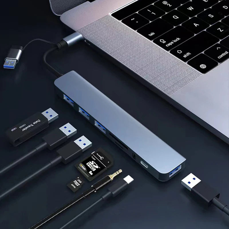 8-in-2 USB-C HUB – SD Card Reader & 3.5mm Audio Adapter