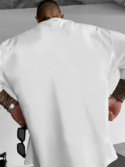 Herren T-Shirt aus 100% Baumwolle, modisch, leger, sportlich, locker, mit trendigem Puppen-Graffiti-Print und Rundhalsausschnitt, Kurzarm