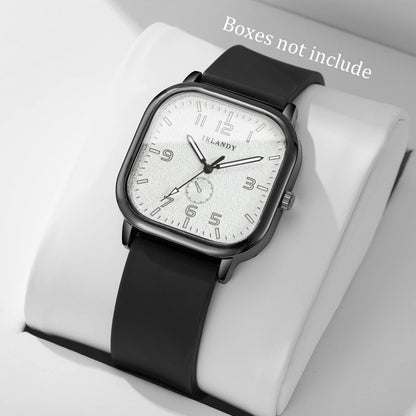Fashion Square Damenarmbanduhr Lässige Silikonarmband Quarzuhr Sportarmbanduhr für Herren Damen Studenten (Ohne Box)