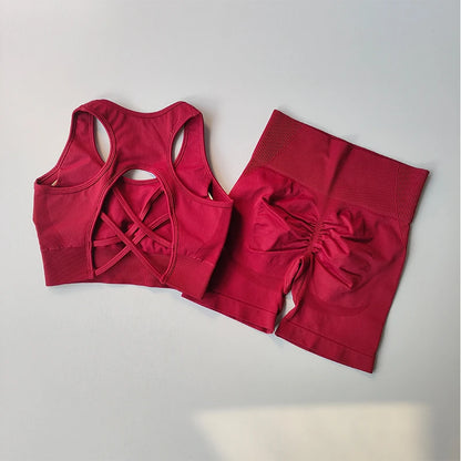 Women's Seamless Yoga Set | Sexy Sport Bra & High Waist Shorts