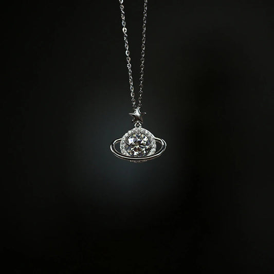 925 Sterling Silver Planet Pendant Necklace Women