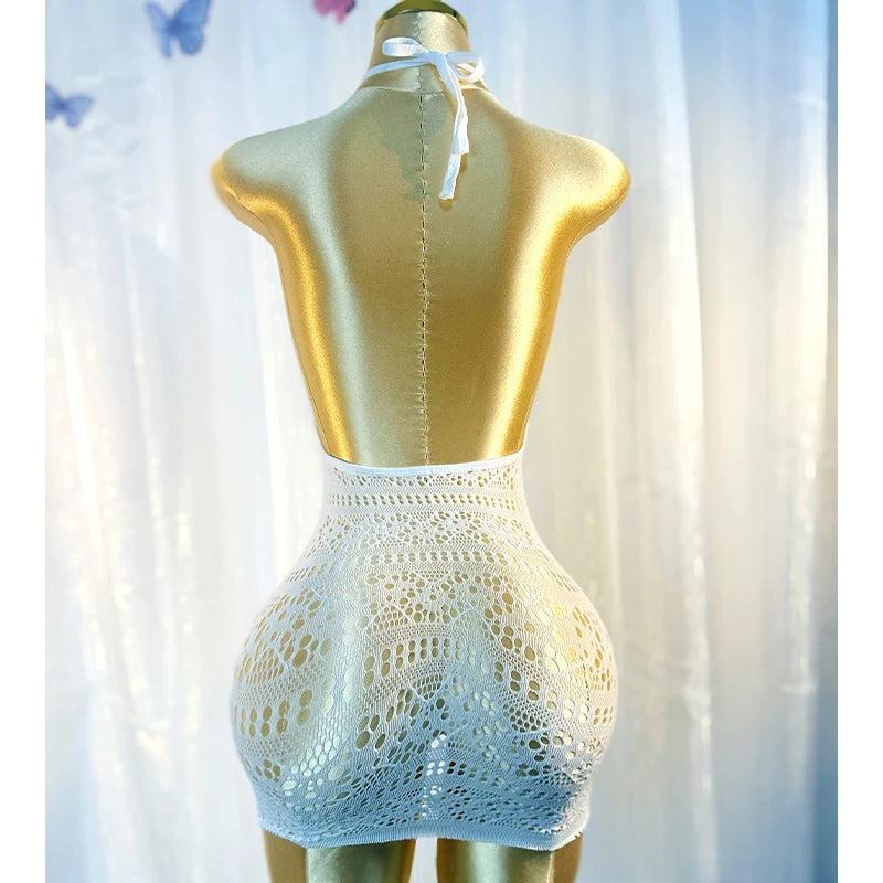 Sexy Strandkleid mit Netzmuster, ohne Bikini, für den Sommerurlaub DSH698