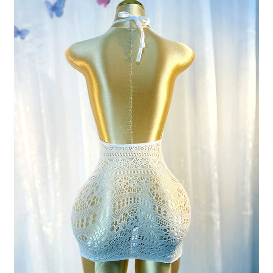 Sexy Strandkleid mit Netzmuster, ohne Bikini, für den Sommerurlaub DSH698