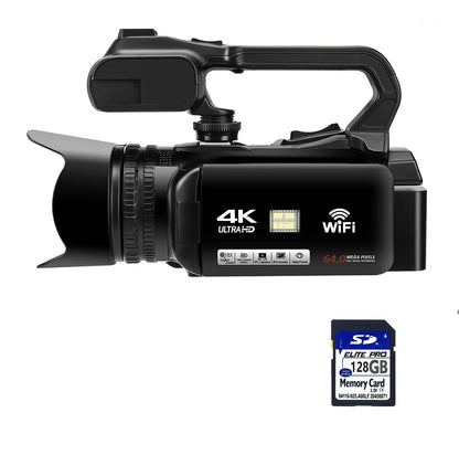 WIFI Camcorder 4K Video Camera 64MP 60FPS HD Auto Focus Vlogging 4.0" Touch Screen 18X Zoom for Live Streaming