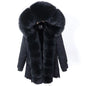 2024 Maomaokong Winter Jacket Women Big Natural Real Fox Raccoon Fur Collar Coat Female Clothing Removable Inner Lining Parkas