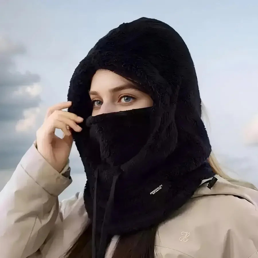 Adjustable Winter Balaclava Hat with Sherpa Hood and Windproof Ski Face Cover for Men and Women