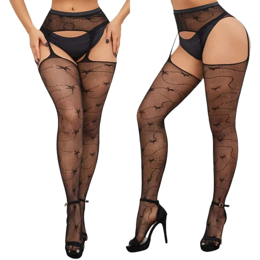Plus Size Fishnet Garter Belt Bodysuit Tights XXL