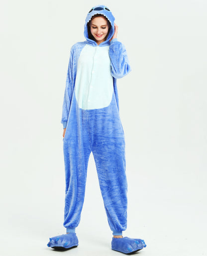 Kigurumi Stitch Cartoon Pajamas Onesies Adults Women Men Animal Pyjamas Jumpsuits Christmas Halloween Cosplay Party Costumes