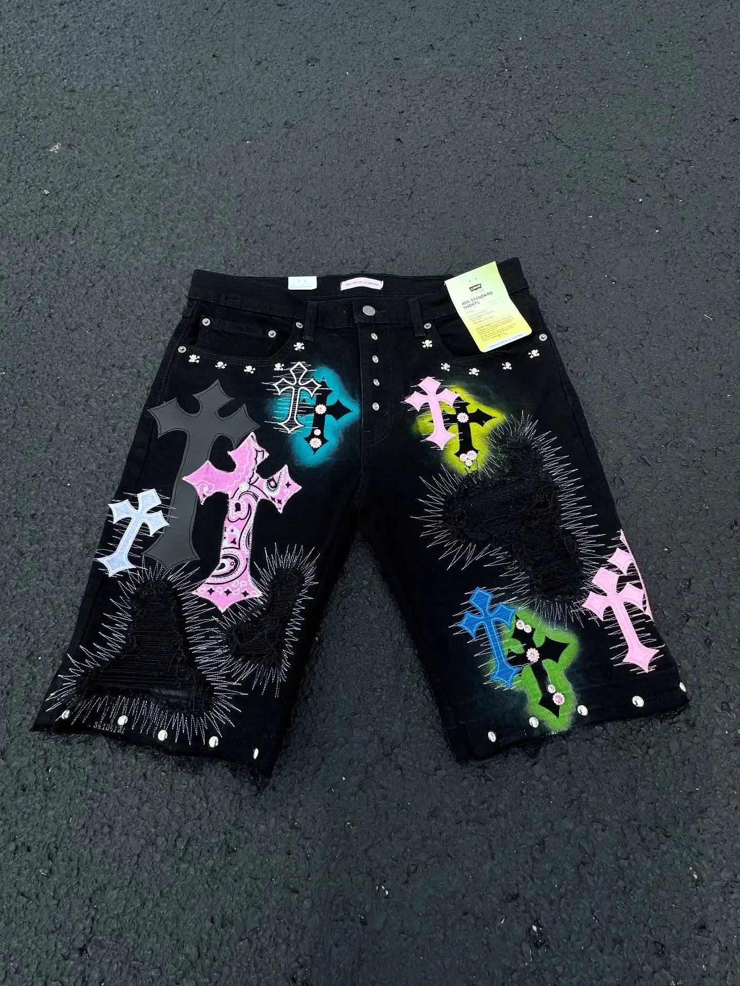 Retro Jeans Popular Patch Shorts Embroidered Willow Loose Casual Jean Shorts