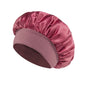 Damen Satin Haube Schlafhaube Haarpflege Seidenhaube Einfarbige breitkrempige Schlafhaube mit elastischem weichen Band