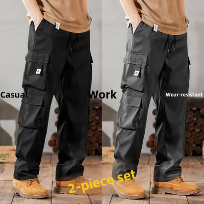 Men's Workwear Pants Large Size Casual Wear Resistant Toiling Summer Wearable Trousers for Construction Site Loose Fit Polyes...