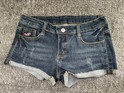 Women's Low Waist Denim Shorts | Embroidery Slim Fit