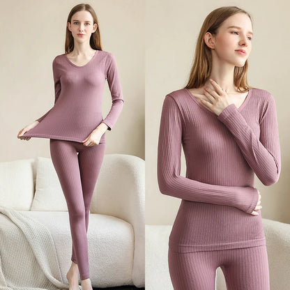1 Set Warme Thermo-Unterwäsche Sexy Damen Intimate Long Johns Frauen Geformte Sets Weibliche Mittelkragen Thermische Formende Kleidung