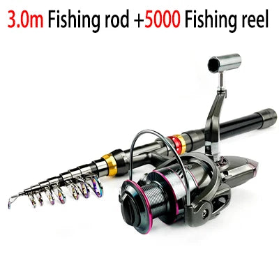 Carbon Fiber Fishing Rod & Reel Combo 1.8-3.6m features
