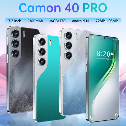 2025 New Camon 40 Pro 5G 22GB 2TB Original Smart 7.3-inch Dual SIM Android 15 Global Version 72+108MP Camera 7800mAh Battery HOT