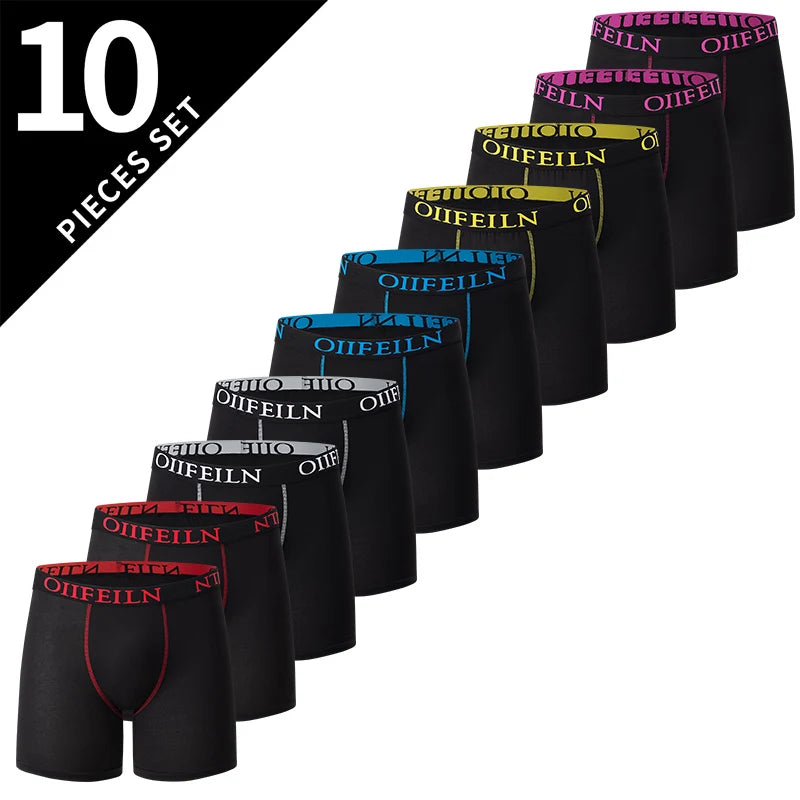 4/5/10 Pcs Fashionable Men's Long Underwear Casual Boyshort Youth Sports Shorts Comfortable Breathable Stretch Shorts Underwear