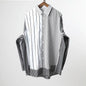 Herren Color Block Gestreiftes Hemd Frühling Herbst Neuer Stil Patchwork Langarm Mode Locker Lässiges Trendiges Hemd Jacke