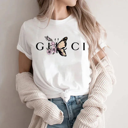 Hochwertiges Damen-T-Shirt mit Buchstaben-Print, lässige Bluse, Oberteile, Sommer, klassischer Stil, Kurzarm, Damen, Harajuku, Y2K-Tee