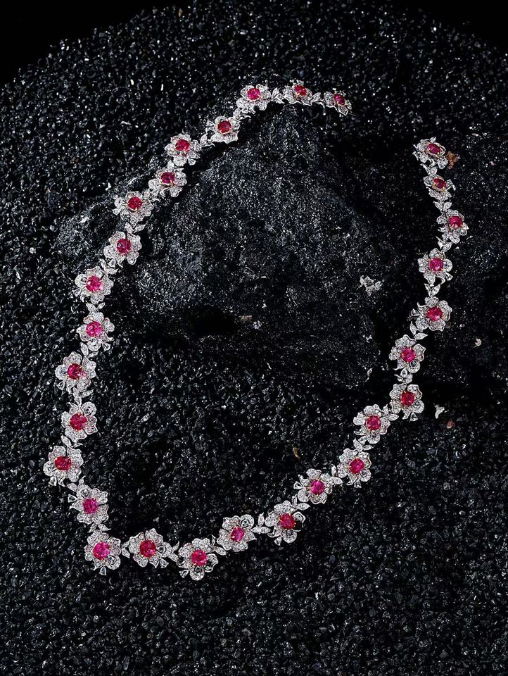 Natural Spinel 14.55ct & Diamond Necklace – Solid 18K Gold | AIGS Certified