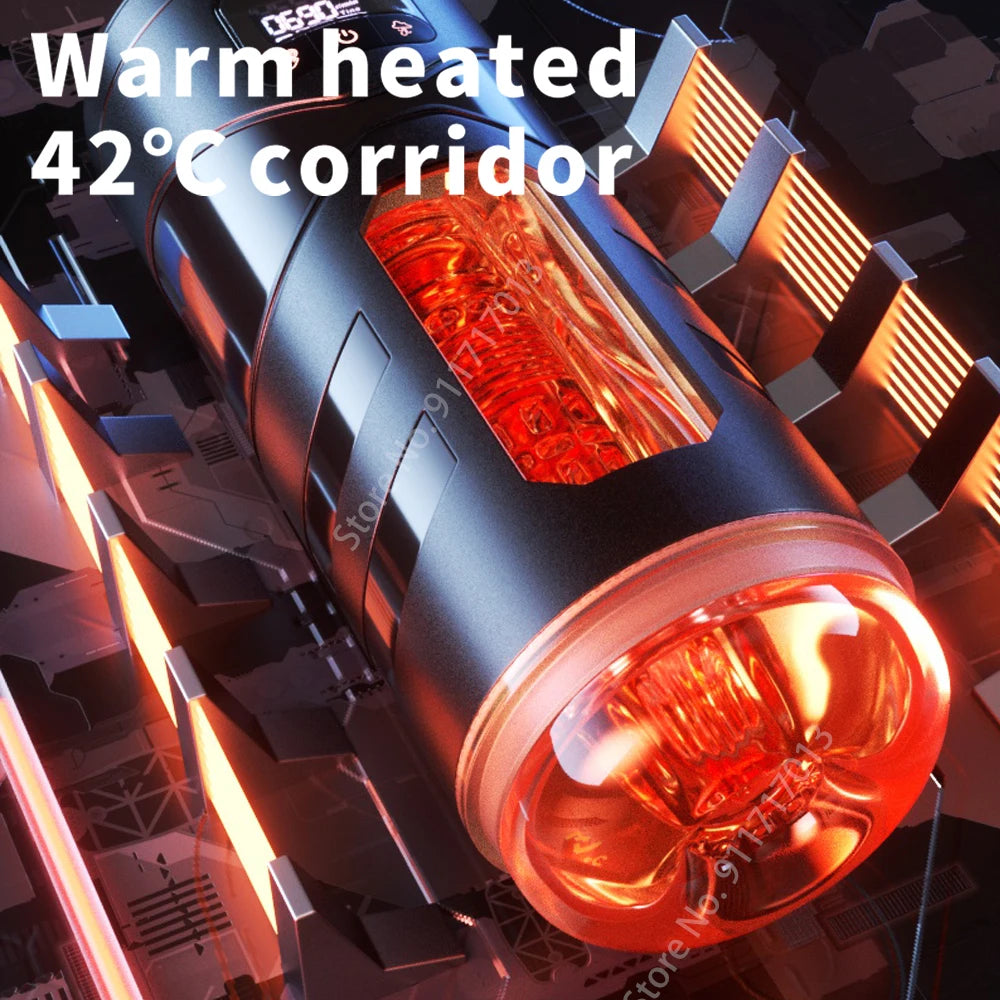 Close-up of a vehicle's rear lights with text 'Warm heated 42°C corridor' on a dark background.