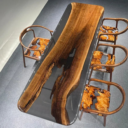 Teglex Epoxy Crystal Coffee Table | Live-Edge Solid Walnut & Rosewood