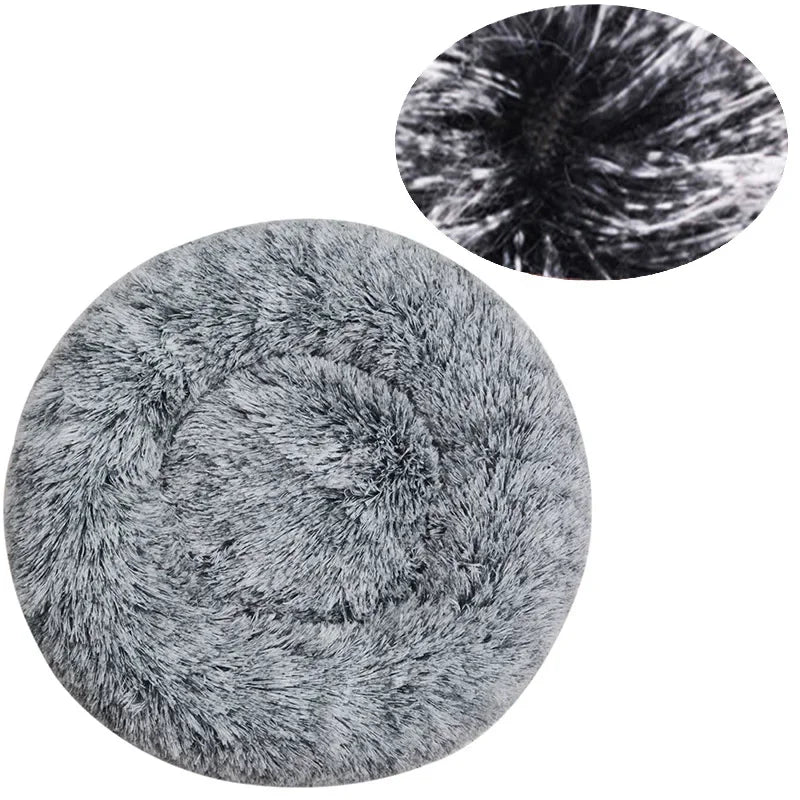 40-90cm Rundes Haustierbett für große Hunde Super Weiches Katzenbett Langes Plüsch Hundebett für mittlere Hunde Winter Warmes Schlafplatz