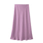 Willshela 2024 Black Satin Skirt Woman High Waist Elegant Long Skirts For Women Fashion Summer Midi Skirt Office Women's Skirts
