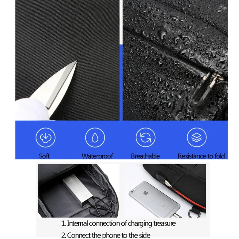 Wasserdichte USB-Multifunktions-Umhängetasche für Herren – Designer-Kuriertasche & Reise-Rucksack