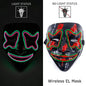 Drahtlose Neon-LED-Reinigungsmaske, im Dunkeln leuchtende Cosplay-Horrormaske, Halloween-Maskerade-Partymasken, leuchtende, lustige Verkleidung