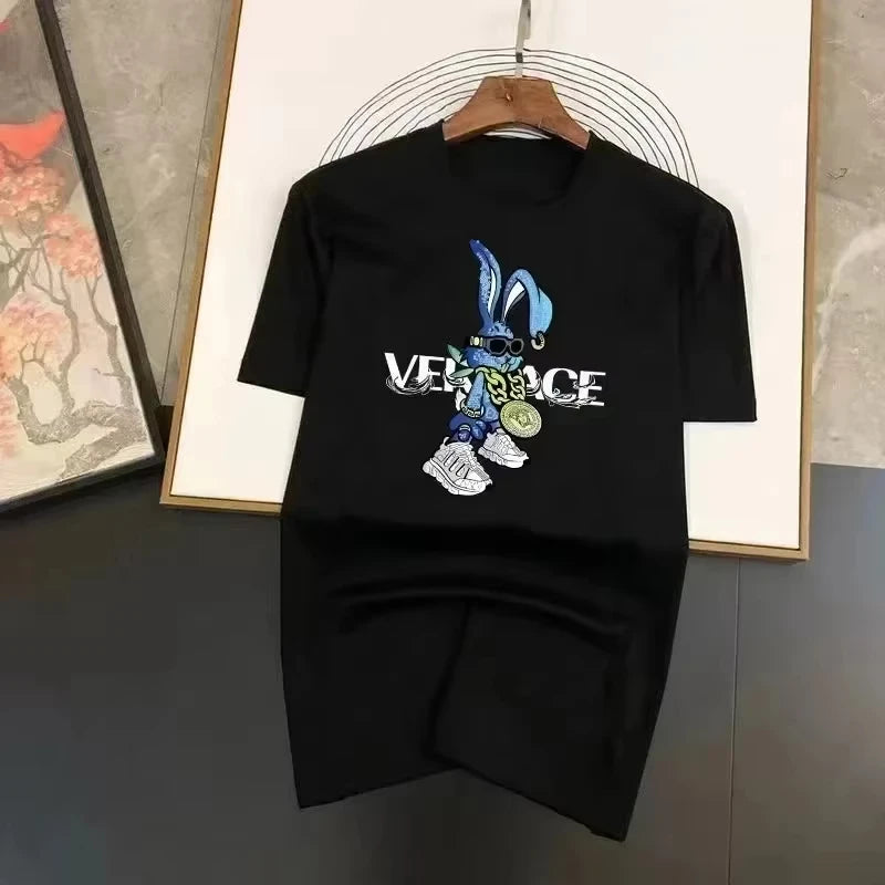 2026 Summer Men Sports T-Shirt Solid Fashion Print Jogging Breathable Cotton Tee Harajuku O-Neck Short Sleeve Tops Clothing Tee
