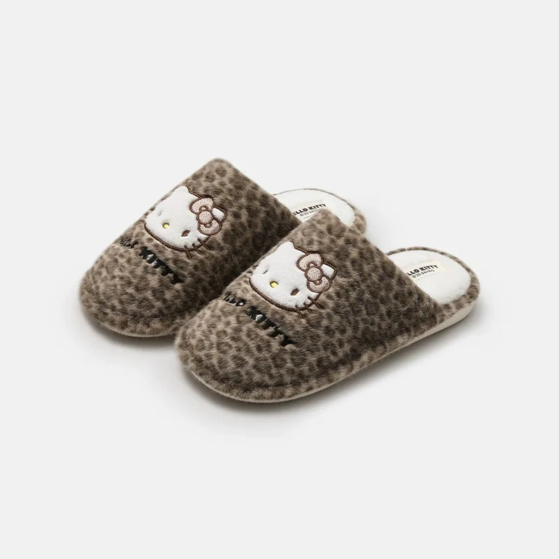Autumn Winter Hello Kitty Slippers For Women Plush Cute Sanrio Home Warm Cotton Slippers Cartoon Home Indoor Shoes Gifts