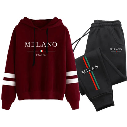Office Home Womens Tracksuit Print Stripe Sweatshirt Set High Quality Sports Jogging Womens Clothing Fashion Casual Hoodie Suit